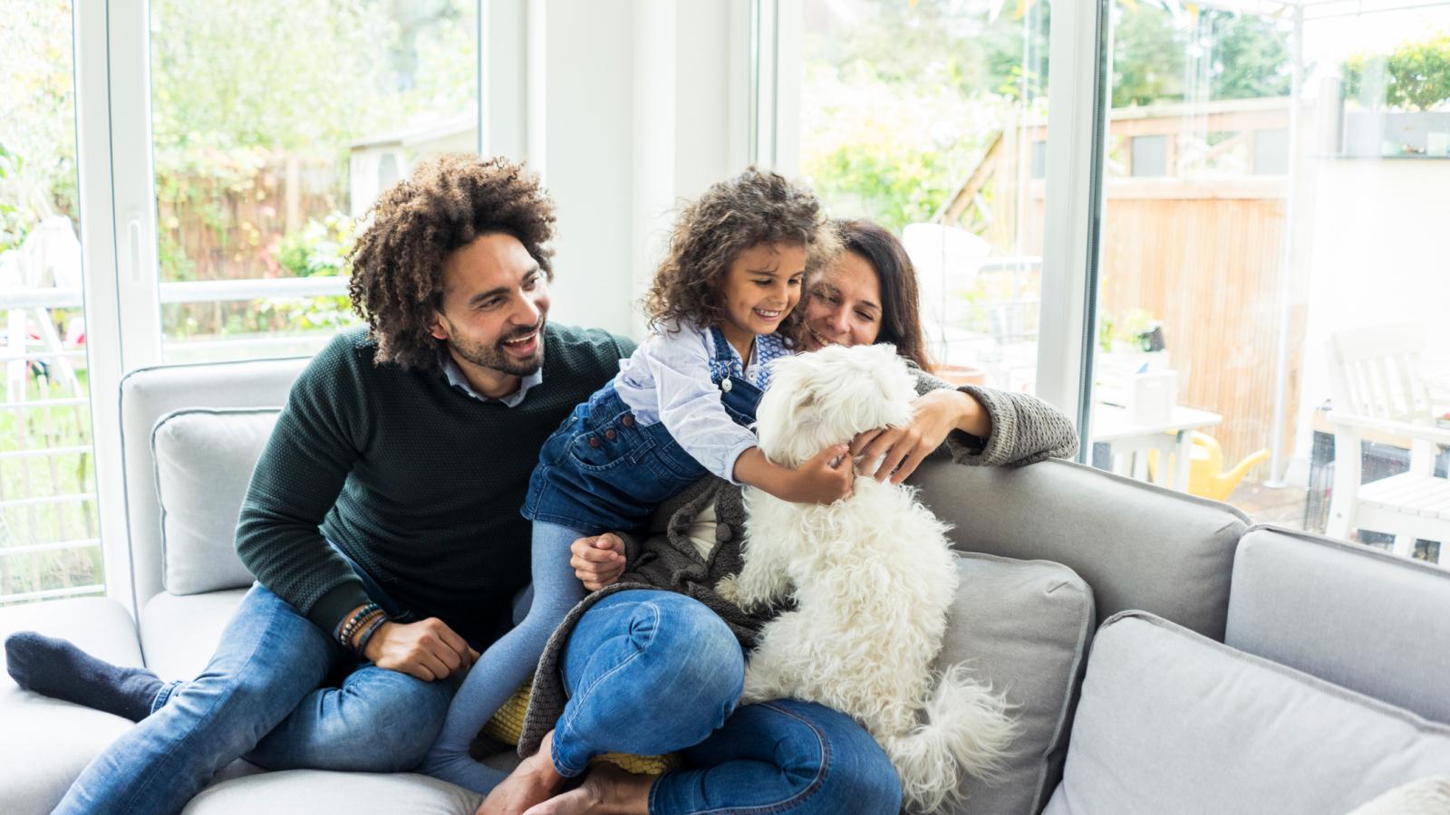 Happy Family and Their Dog