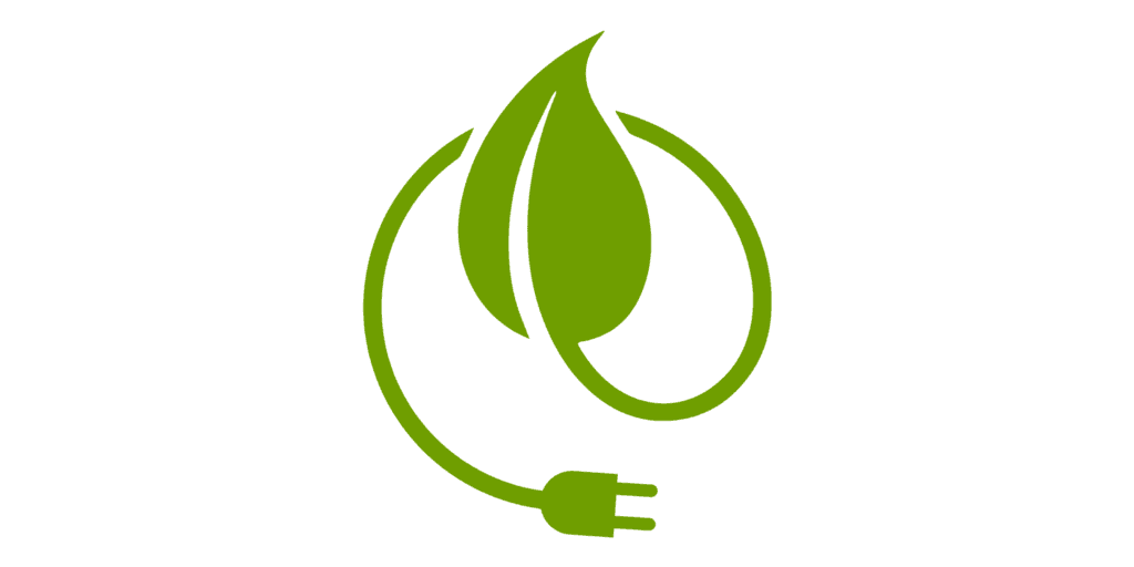 Green leaf energy logo is large against a white background.